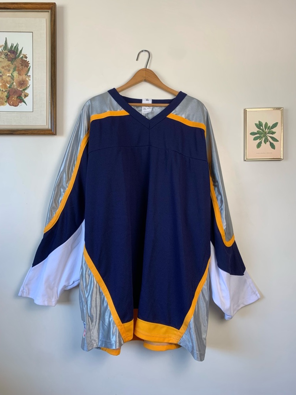 Athletic Knits XXL Blank Navy Silver Hockey Jersey